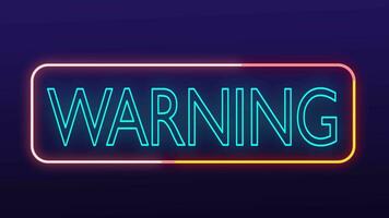 warning text effect neon glow video footage 4k animated motion graphic