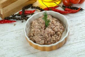 Canned tuna in the bowl photo
