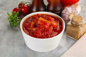 Hungarian lecho with bell pepper photo