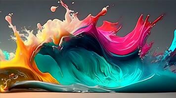 Photo abstract colorful splash 3d background. Ai Generative.
