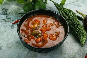 Thai red curry with prawn photo