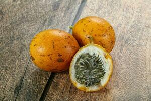 Sweet and juicy yellow maracuya fruit photo