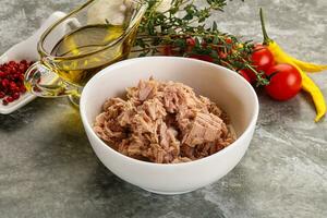 Canned tuna fillet for salad photo