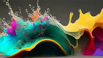 Photo abstract colorful splash 3d background. AI Generative