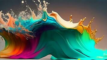 Photo abstract colorful splash 3d background. AI Generative