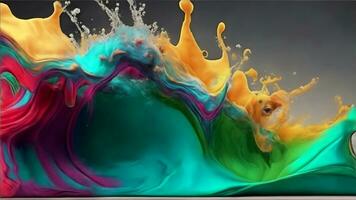 Photo abstract colorful splash 3d background. AI Generative