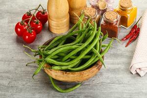 Raw green bean string uncooked photo