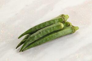 Natural organic raw green okra photo