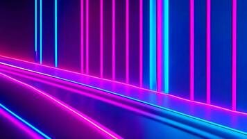 3d render abstract minimal neon background pink and blue. photo