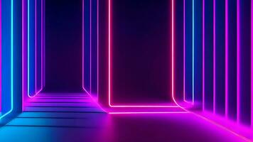 3d render abstract minimal neon background pink and blue. photo