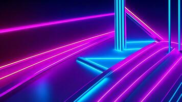 3d render abstract minimal neon background pink and blue. photo