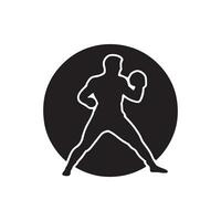 Logo of man icon vector silhouette isolated design in circle bodybuilder, gym concept dark icon