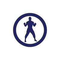 Logo of man icon vector silhouette isolated design in circle bodybuilder gym concept