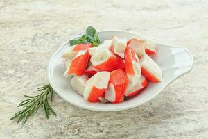 Crab meat surimi in the bowl photo