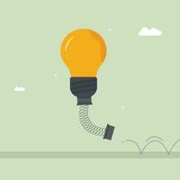 Bulb character jumping, Idea imagination intelligence concept flat vector illustration