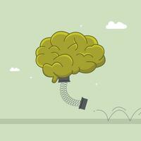 Brain character jumping, brain imagination intelligence concept flat vector illustration