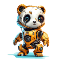 cartone animato panda robot. maglietta, etichetta. divertente cyborg. ai generato png