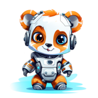 dibujos animados panda robots camiseta, pegatina. gracioso ciborg ai generado png