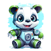 Cartoon panda robots. T-Shirt, Sticker. Funny cyborg. AI Generated png