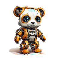 cartone animato panda robot. maglietta, etichetta. divertente cyborg. ai generato png