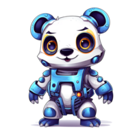 Cartoon panda robots. T-Shirt, Sticker. Funny cyborg. AI Generated png