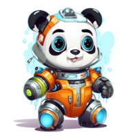 Cartoon panda robots. T-Shirt, Sticker. Funny cyborg. AI Generated png