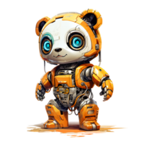 cartone animato panda robot. maglietta, etichetta. divertente cyborg. ai generato png