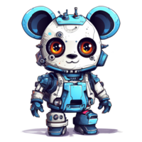 cartone animato panda robot. maglietta, etichetta. divertente cyborg. ai generato png