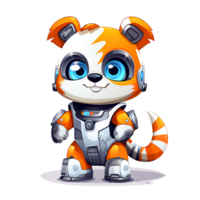 Cartoon panda robots. T-Shirt, Sticker. Funny cyborg. AI Generated png