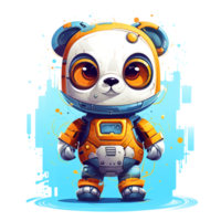 Cartoon panda robots. T-Shirt, Sticker. Funny cyborg. AI Generated png