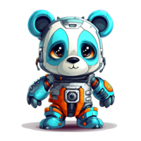 Cartoon panda robots. T-Shirt, Sticker. Funny cyborg. AI Generated png