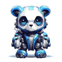 Cartoon panda robots. T-Shirt, Sticker. Funny cyborg. AI Generated png