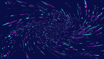 Abstract blue background with a vortex, a spiral of particles flying in space. vector