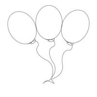 Balloon decoration Continuous single line outline vector art  drawing and illustration