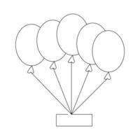 Balloon decoration Continuous single line outline vector art  drawing and illustration