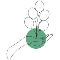 Balloon decoration Continuous single line outline vector art  drawing and illustration