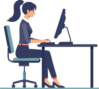 computadora programador, o un trabajador trabajando en en un computadora sentado en un silla plano estilo valores vector imagen, oficina trabajador vector ilustración