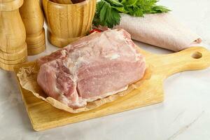 Raw uncooked pork meat loin photo