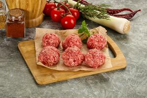 Raw beef meatball minced meat photo