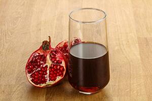 Sweet pomegranate juice in glass photo