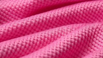 Pink soccer fabric texture with air mesh. Athletic wear backdrop photo