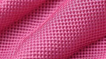 Pink soccer fabric texture with air mesh. Athletic wear backdrop photo