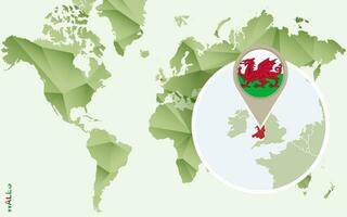 infografía para Gales, detallado mapa de Gales con bandera. vector