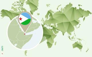 Infographic for Djibouti, detailed map of Djibouti with flag. vector