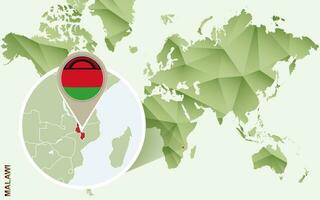 infografía para malaui, detallado mapa de malawi con bandera. vector