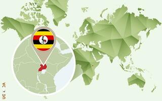 Infographic for Uganda, detailed map of Uganda with flag. vector