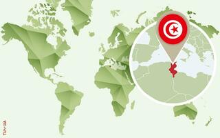 Infographic for Tunisia, detailed map of Tunisia with flag. vector