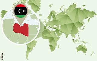 Infographic for Libya, detailed map of Libya with flag. vector