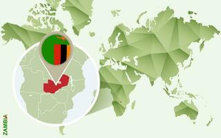 Infographic for Zambia, detailed map of Zambia with flag. vector