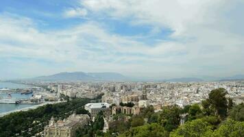 panorámico de málaga ciudad desde gibralfaro castillo video